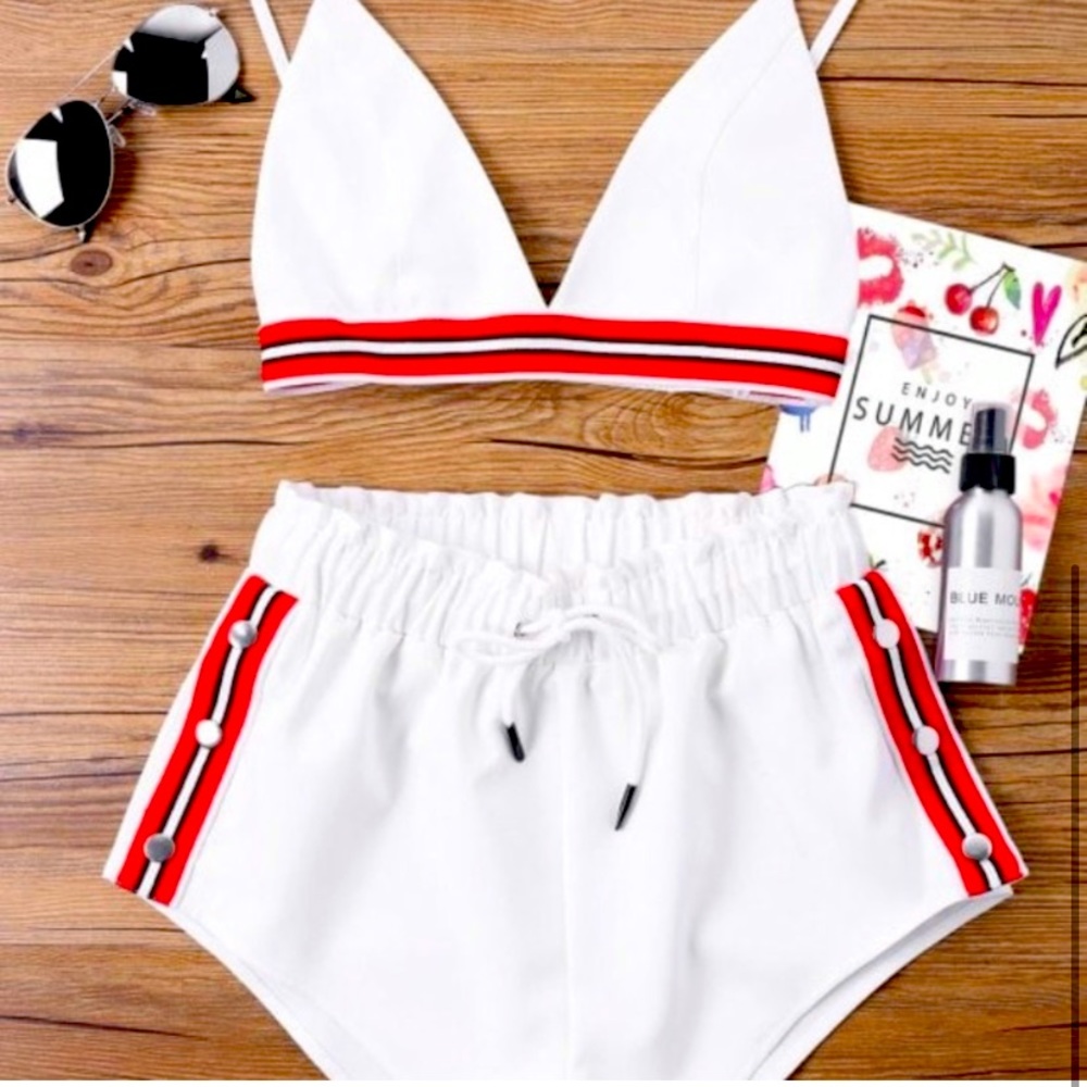 Zaful forever young band crop shorts and top matching set
